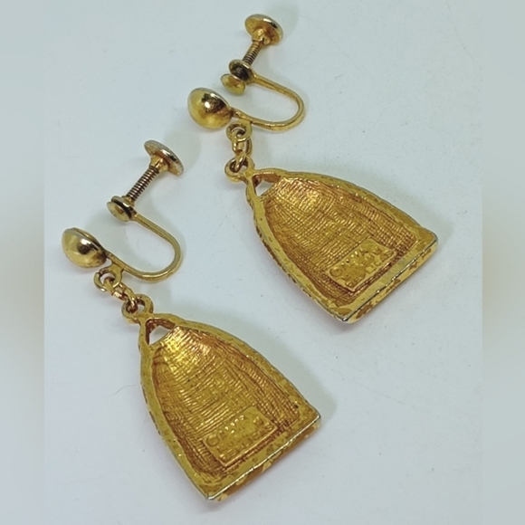 * vintage Alva Museum Replicas Temple Bells screwback earrings - Picture 4 of 6